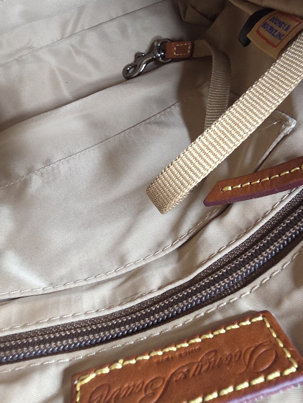 Black Crossbody Dooney & Bourke Nylon Bag with Brown Leather Trim - Picture 6 of 8
